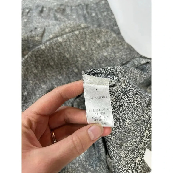 Arula Dress Womens 1X Mini Babydoll Black White Floral Pockets Flutter Sleeve - Picture 7 of 8